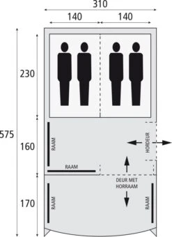 Safarica Pacific Reef 310 TC - 4 Persoons Tent Grijs -Kampeerwereld Winkel 74812 safarica pacific reef 310 tc 4 persoons tent