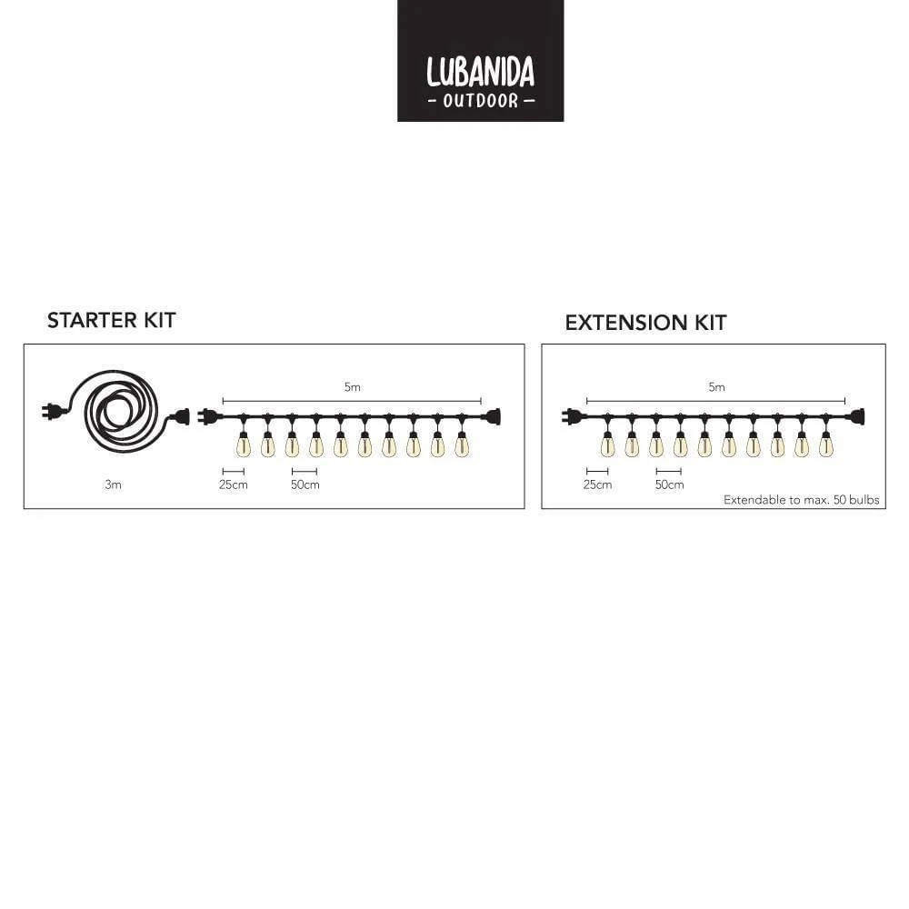 LEDR Premium Patio Lights Edison Extension kit LEDR Premium Patio Lights Edison Extension Kit -Kampeerwereld Winkel 77008 ledr premium patio lights edison extension kit