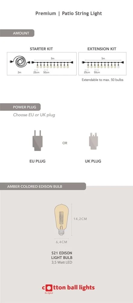 LEDR Premium Patio Lights Edison Extension kit LEDR Premium Patio Lights Edison Extension Kit -Kampeerwereld Winkel 77028 ledr premium patio lights edison extension kit