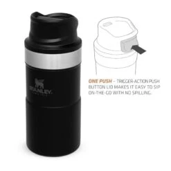 Stanley The Trigger-Action Travel Mug 0,25L Zwart -Kampeerwereld Winkel 82040 stanley the trigger action travel mug 025l
