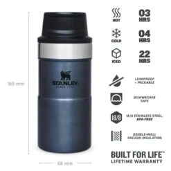 Stanley The Trigger-Action Travel Mug 0,25L Blauw -Kampeerwereld Winkel 82046 stanley the trigger action travel mug 025l