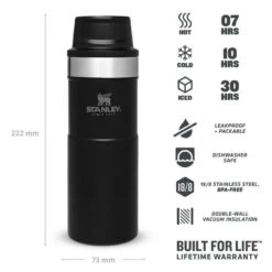 Stanley The Trigger-Action Travel Mug 0,47L Zwart -Kampeerwereld Winkel 82063 stanley the trigger action travel mug 047l
